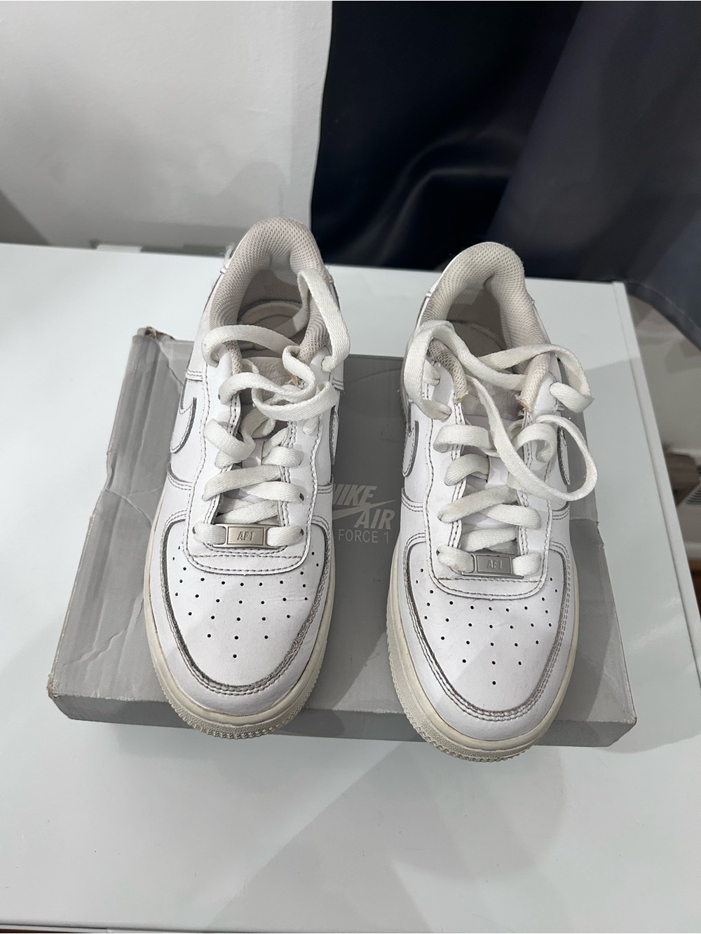 Kids White Leather Sneakers with Cushioned Sole